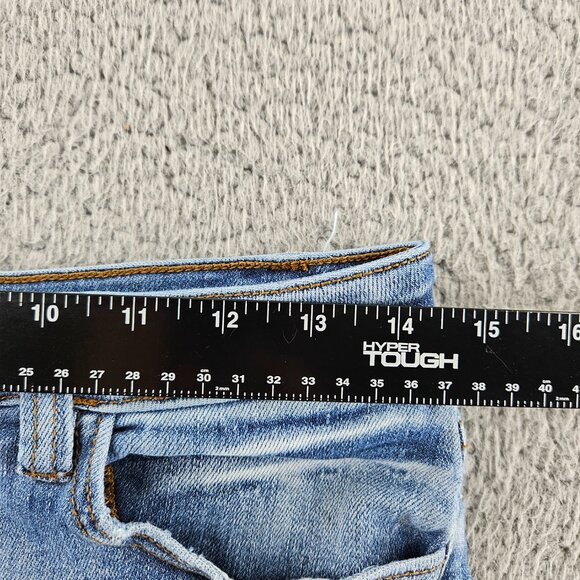 KanCan Shorts Womens 29 Blue Distressed Frayed Hem High Rise Button Fly Denim - Picture 9 of 15